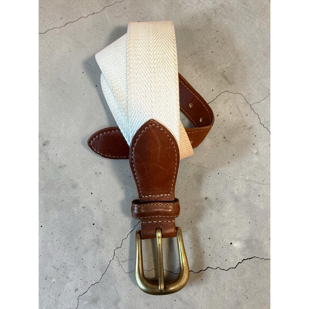 Vintage 90s COACH Leather & Linen Belt Size‎ 36/90 cm Style 3815 White & Brown